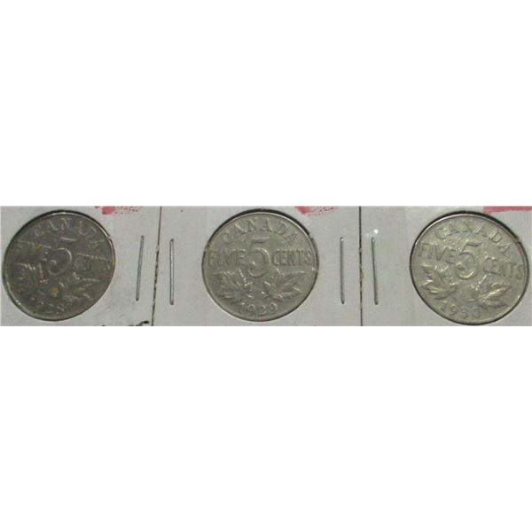 1927, 1928, 1929, 1930 CANADA KING GEORGE V NICKEL SET