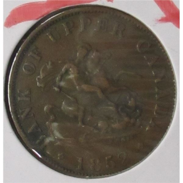 1852 BANK OF UPPER CANADA PENNY TOKEN