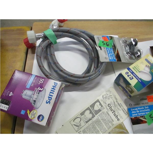 FLAT C/W LIGHT BULBS, HARDWARE, WATER HOSE, ETC