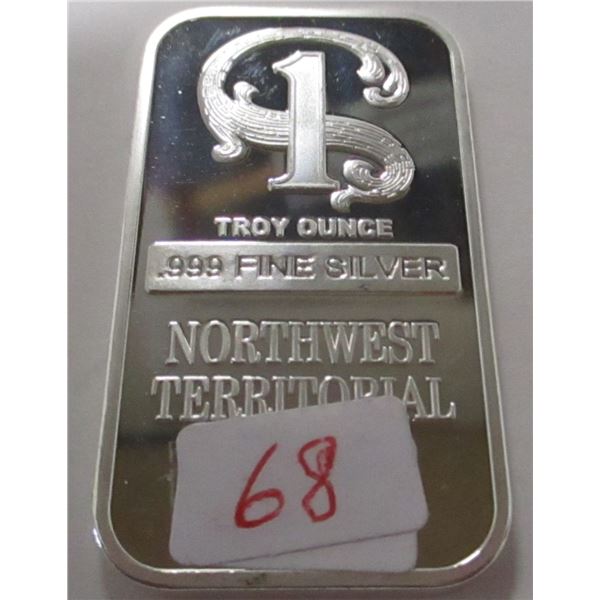 TROY OUNCE BAR OF 999 FINE SILVER (SOLD AS IS - SILVER CONTENT NOT VERIFIED - NOT TESTED)