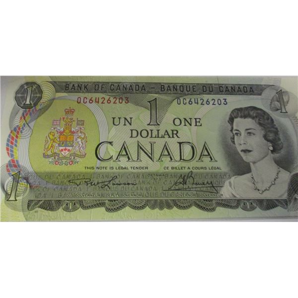 1973 CRISP UNCIRCULATED LEGAL TENDER CANADA $1 BILL