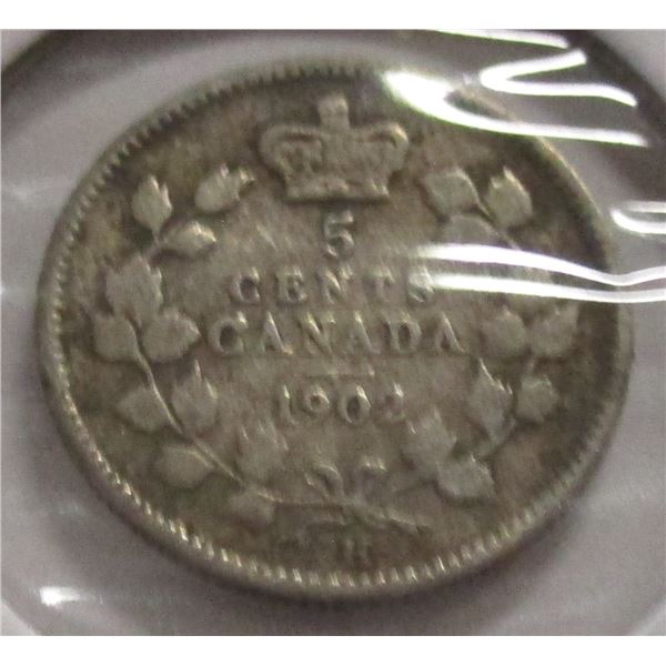 1902H CANADA KING EDWARD VII SILVER FIVE CENT