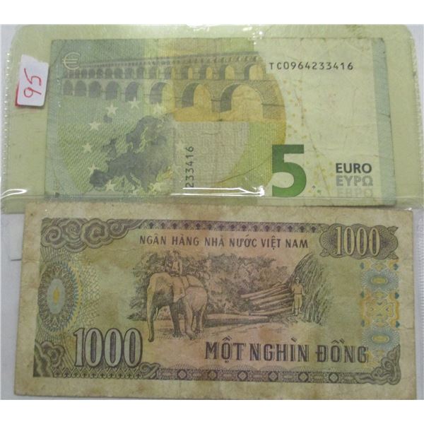 5 EURO & 1000 DONG CURRANCY BANK NOTE SET