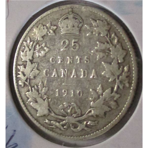 1910 CANADA KING EDWARD VII SILVER QUARTER