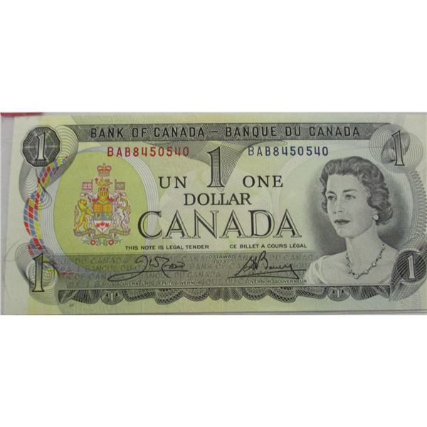 1973 UNCIRCULATED RADAR SERIAL # LEGAL TENDER CANADA $1 BILL