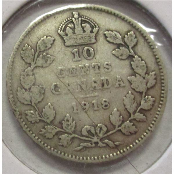 1918 CANADA KING GEORGE V SILVER DIME