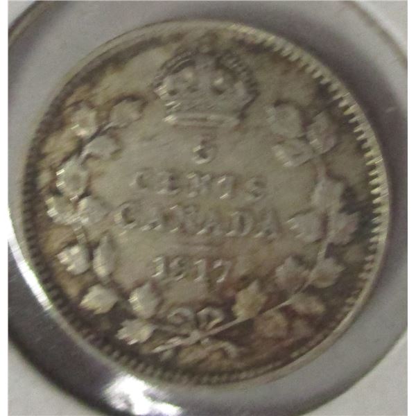 1917 CANADA KING GEORGE V SILVER FIVE CENT