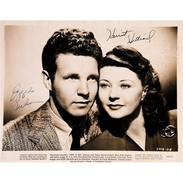 Ozzie Nelson and Harriet Hilliard signed promo photo