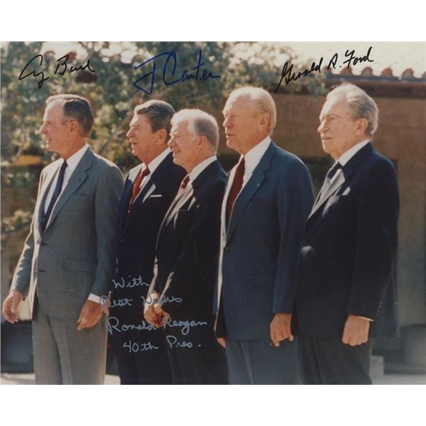 4 American Presidents signed photo. GFA Authenticated