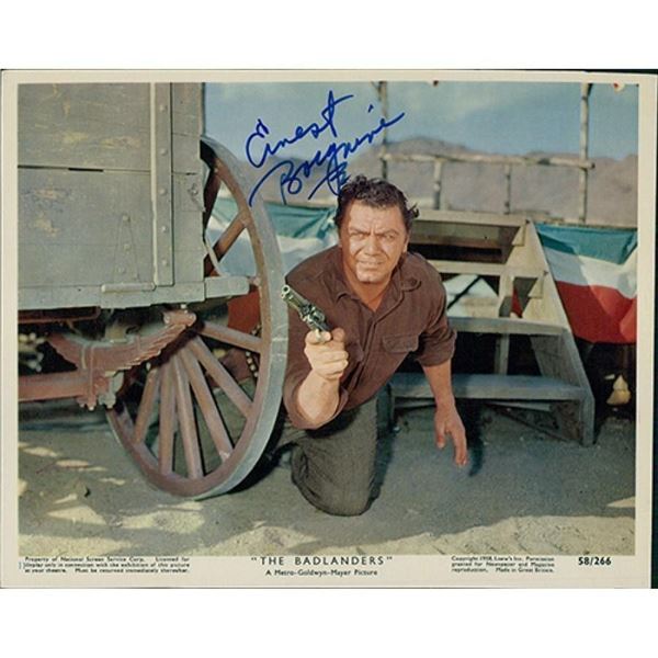 The Badlanders Ernest Borgnine signed photo. JSA Authenticated