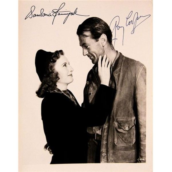 Gary Cooper and Barbara Stanwyck signed portrait photo