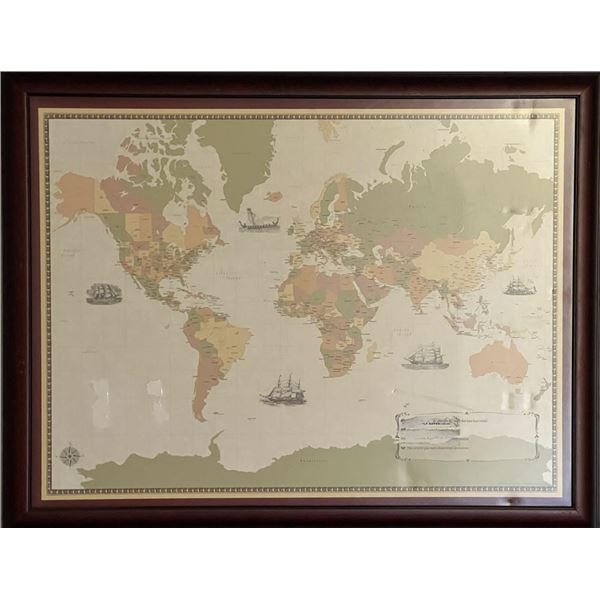 World Map custom framed