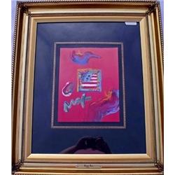 PETER MAX "FLAG" ORIGINAL MIXED MEDIA