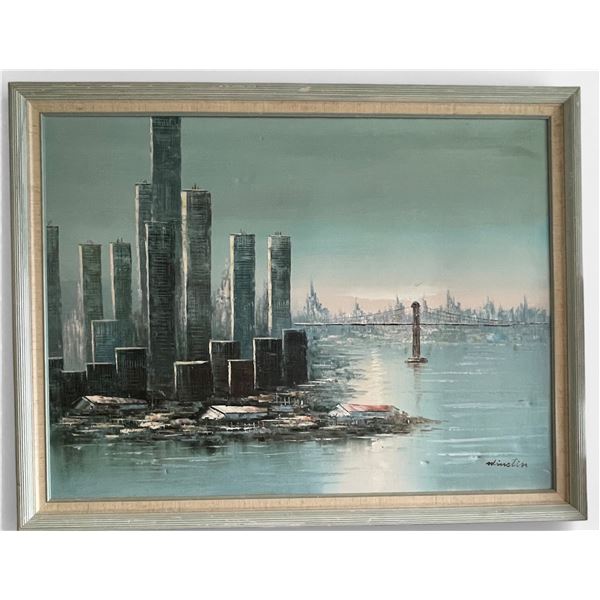 Framed New York City - City Landscape Signed Winston Painting