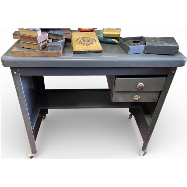 Industrial Metal Work Desk with Drawer