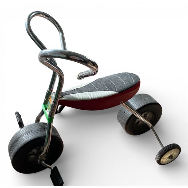 Vintage Tricycle with Chrome Handlebars and Red Seat