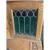 Image 3 : Vintage Oak Sideboard Buffet with Leaded Glass Doors & Mirror