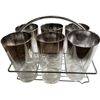 Image 1 : Set of 6 Silver Fade Highball Glasses in Metal Carrier