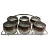 Image 1 : Set of 6 Silver Fade Floral Lowball Glasses in Metal Carrier