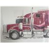 Image 3 : Pair of Framed Semi Truck Prints in Matching Wood Frames By Dawnelle