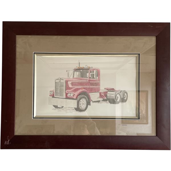 Framed Semi Truck Print in Wood Frames By Dawnelle