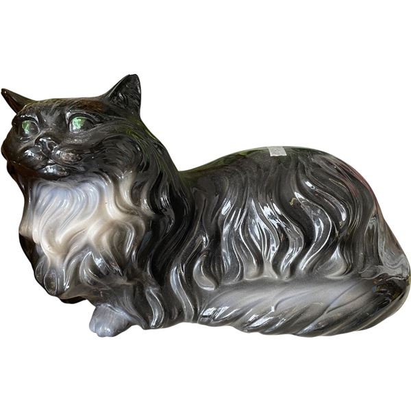Large Ceramic Longhair Cat Figurine