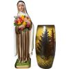 Image 1 : Religious Figure Statue & Hand-Painted Landscape Vase
