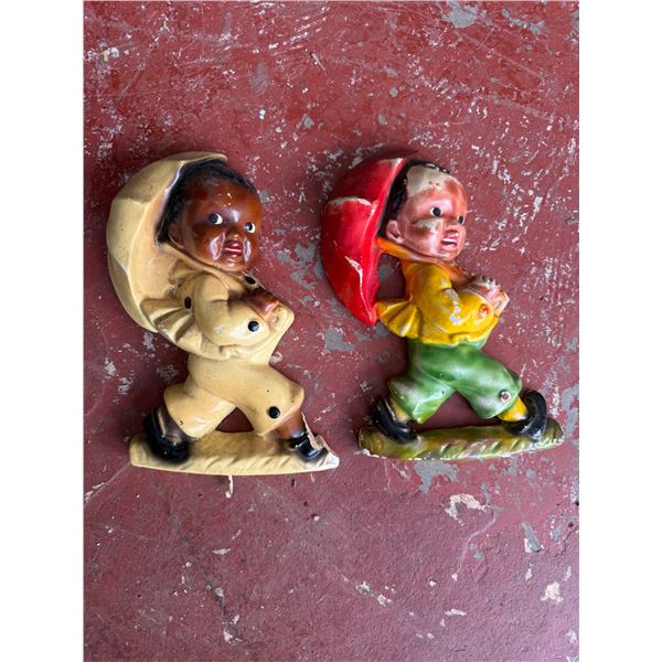 2 pc - Vintage British Columbia Chalkware Wall Art