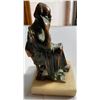 Image 2 : Bronze-Tone Seated Figure Sculpture on Stone Base