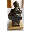 Image 3 : Bronze-Tone Seated Figure Sculpture on Stone Base
