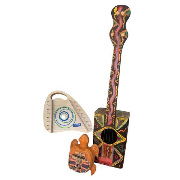 Hand-Painted Folk Art String Instruments (3 pcs)