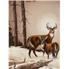 Image 2 : Framed Deer Wildlife Print, Signed, in Wood Frame