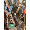 Image 3 : Large Assortment Vintage Hand Tools, Shovel, Axe, Vintage Heater & Garden Implements (Basket Lot)