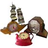 Image 1 : Group Vintage Novelty Sailing Ship Clock, Russell Limited Clock & Teapot Clock