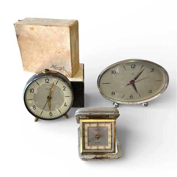 Limited Edition Mid Century Kienzle Alarm Clock (#46/1652), Rensie Mechanical Travel Alarm Clock & V