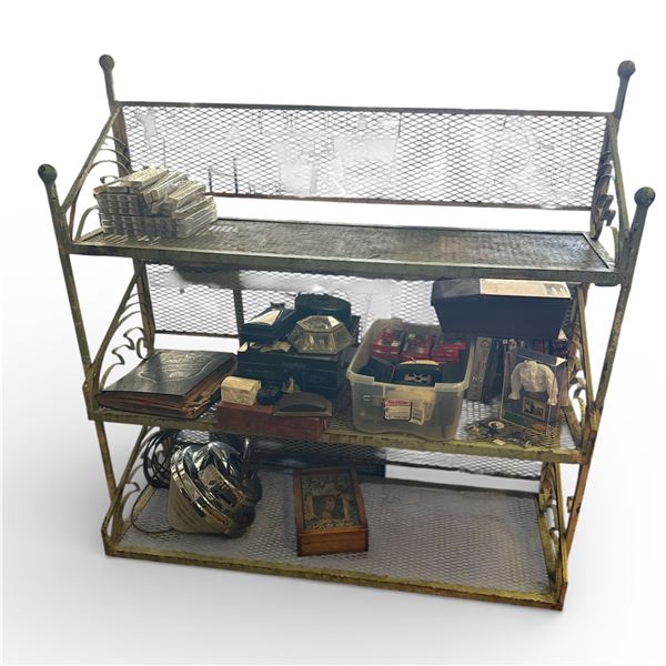 Vintage 3 Shelf Metal Display Shelf - 4x15x52" - Contents Not Included