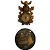 Image 1 : Vintage Deer Motif Wall Barometer with Round Framed Asian Scene Print