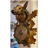 Image 2 : Vintage Deer Motif Wall Barometer with Round Framed Asian Scene Print
