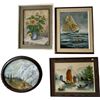 Image 1 : Group of 4 Paintings - Mountain, Floral, Ships & Sailing