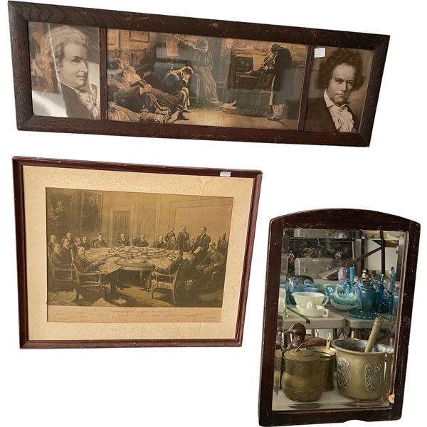 Group of 3 Art - Conservative Cabinet of Canada 1912, Mirror & Antique Musical Print