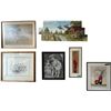 Image 1 : Group of 6 Various Framed Pictures - Women & Dog, Farm Landscape, Farmhouse, Vintage Lollipop String