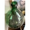 Image 3 : Large Green Glass Demijohn Bottle on Metal Stand