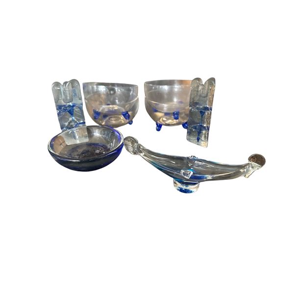 Large Blue Art Glass Bowls