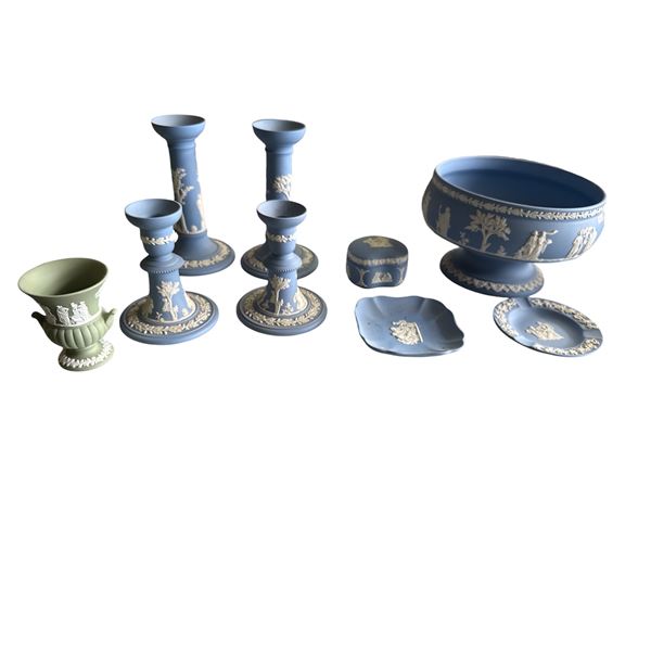 Blue Jasperware Style Decorative Group