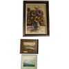 Image 1 : Group of Framed Landscape Prints & Textured Floral Still Life Painting