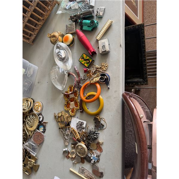 Group - Thimbles, Lighters, Costume Jewelry, German Pottery, Etc.