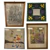 Image 1 : Group of 4 Various Framed Pictures  - Mirror, Roven France, Duck on Skis, Etc.