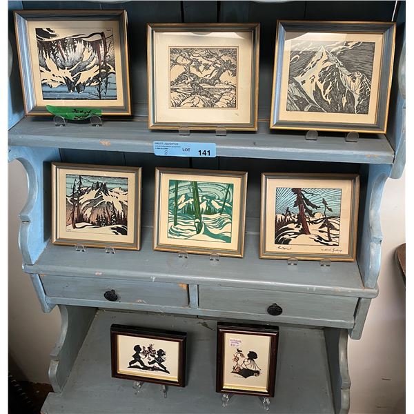 Collection of 8 Framed Landscape & Silhouette Art Prints