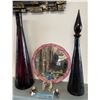 Image 4 : Decorative Glass Vases, Stained Glass Mirror & Figurine Group