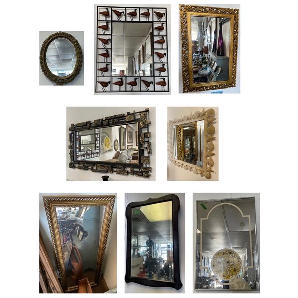 Group of 8 Various Decorative Hanging Mirrors